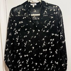 Express Sheer Blouse with Bird Print